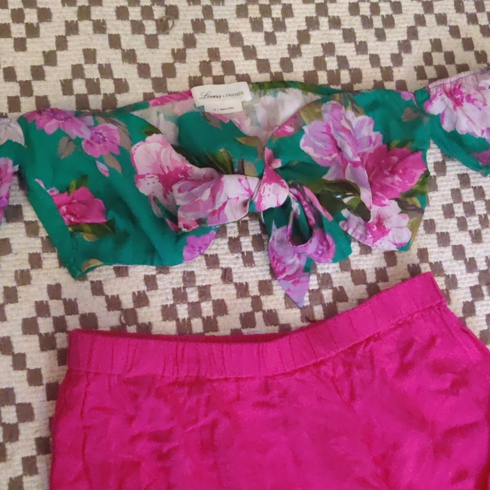 Lover & friends top and pink skirt set
